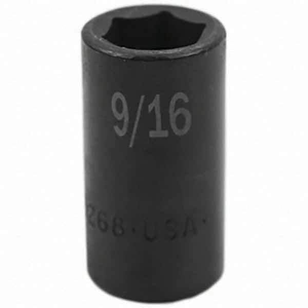SK - Impact Socket - 3/8"DR 6PT 9/16" SEMI-DEEP IMPACT SOCKET - Eagle Tool & Supply