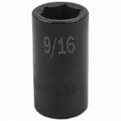SK - Impact Socket - 3/8"DR 6PT 9/16" SEMI-DEEP IMPACT SOCKET - Eagle Tool & Supply