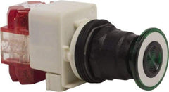 Schneider Electric - 30mm Mount Hole, Extended Straight, Pushbutton Switch with Contact Block - Green Pushbutton, Maintained (MA), Momentary (MO) - Eagle Tool & Supply