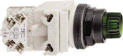 Schneider Electric - 30mm Mount Hole, Extended Straight, Pushbutton Switch Only - Octagon, Green Pushbutton, Illuminated, Momentary (MO) - Eagle Tool & Supply