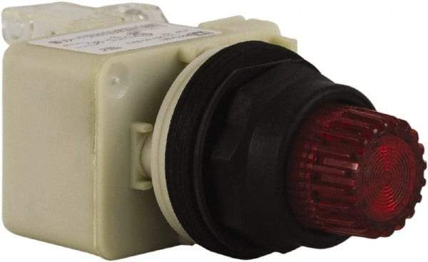 Schneider Electric - 30mm Mount Hole, Extended Straight, Pushbutton Switch with Contact Block - Red Pushbutton, Momentary (MO) - Eagle Tool & Supply