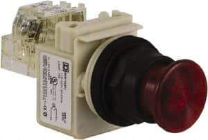 Schneider Electric - 30mm Mount Hole, Extended Straight, Pushbutton Switch with Contact Block - Red Pushbutton, Momentary (MO) - Eagle Tool & Supply