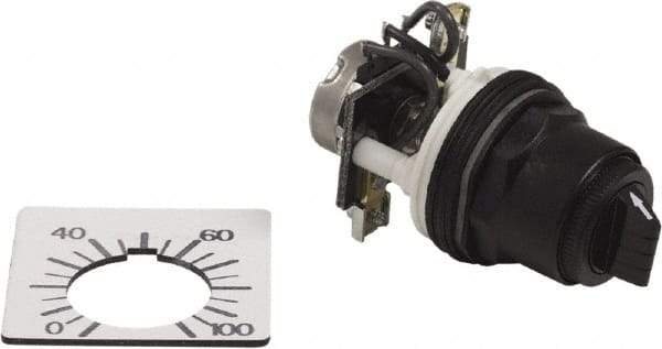 Square D - 2,000 Ohm, 30mm, 300 VAC Potentiometer - 2 Watts, Nonilluminated, Knob Operated, NEMA 4, 13 - Eagle Tool & Supply