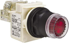 Schneider Electric - 30mm Mount Hole, Extended Straight, Pushbutton Switch with Contact Block - Red Pushbutton, Momentary (MO) - Eagle Tool & Supply