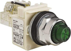 Schneider Electric - 120 VAC Green Lens Indicating Light - Screw Clamp Connector - Eagle Tool & Supply