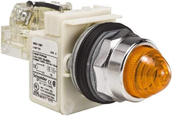 Schneider Electric - 120 VAC Amber Lens Indicating Light - Screw Clamp Connector - Eagle Tool & Supply