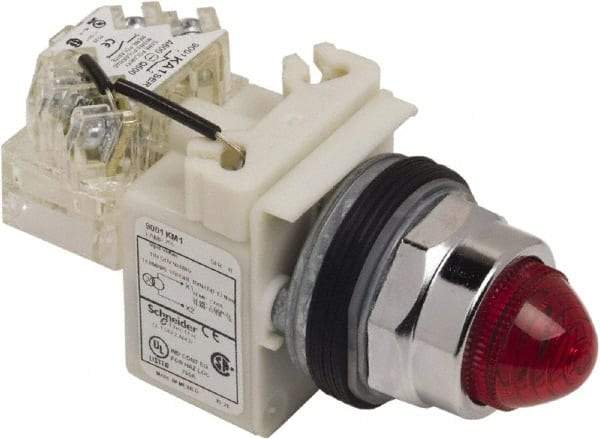 Schneider Electric - 120 VAC Red Lens Indicating Light - Screw Clamp Connector - Eagle Tool & Supply