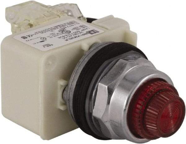 Schneider Electric - 24 V Red Lens LED Press-to-Test Indicating Light - Octagonal Lens, Screw Clamp Connector - Eagle Tool & Supply