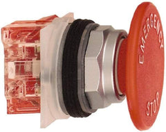 Schneider Electric - 30mm Mount Hole, Extended Straight, Pushbutton Switch with Contact Block - Red Pushbutton, Momentary (MO) - Eagle Tool & Supply