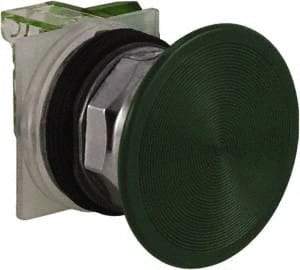 Schneider Electric - 30mm Mount Hole, Extended Straight, Pushbutton Switch with Contact Block - Green Pushbutton, Momentary (MO) - Eagle Tool & Supply