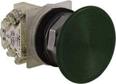 Schneider Electric - 30mm Mount Hole, Extended Straight, Pushbutton Switch with Contact Block - Green Pushbutton, Momentary (MO) - Eagle Tool & Supply