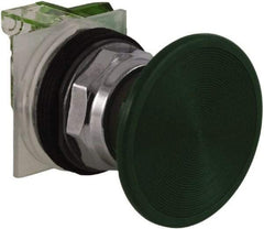 Schneider Electric - 30mm Mount Hole, Extended Straight, Pushbutton Switch with Contact Block - Green Pushbutton, Momentary (MO) - Eagle Tool & Supply