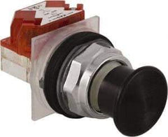 Schneider Electric - 30mm Mount Hole, Extended Straight, Pushbutton Switch with Contact Block - Black Pushbutton, Momentary (MO) - Eagle Tool & Supply