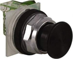 Schneider Electric - 30mm Mount Hole, Extended Straight, Pushbutton Switch with Contact Block - Black Pushbutton, Momentary (MO) - Eagle Tool & Supply