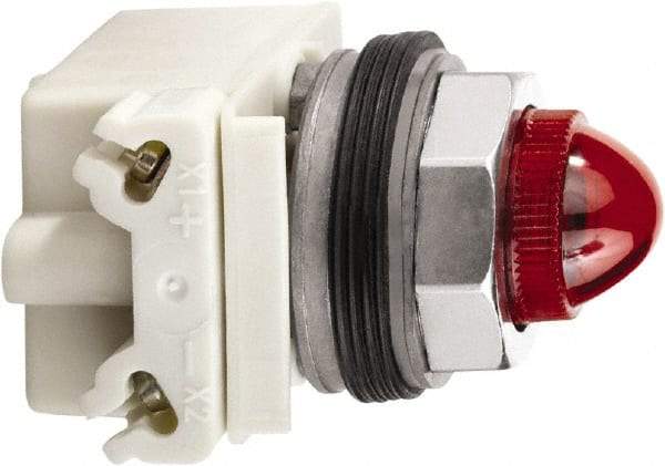 Schneider Electric - 120 V Red Lens Incandescent Pilot Light - Round Lens, Screw Clamp Connector - Eagle Tool & Supply