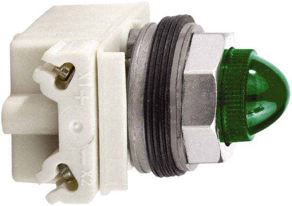 Schneider Electric - 120 V Green Lens Incandescent Pilot Light - Round Lens, Screw Clamp Connector - Eagle Tool & Supply