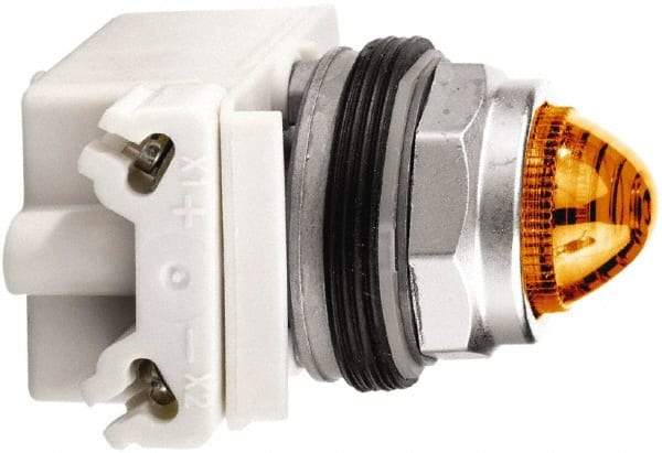 Schneider Electric - 120 V Amber Lens LED Pilot Light - Round Lens, Screw Clamp Connector - Eagle Tool & Supply