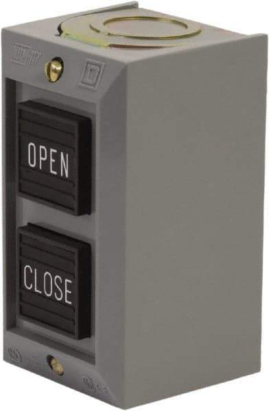 Schneider Electric - 2 Operator, Projecting Pushbutton Control Station - Close, Open (Legend), Momentary Switch, 2NO Contact, NEMA 1 - Eagle Tool & Supply