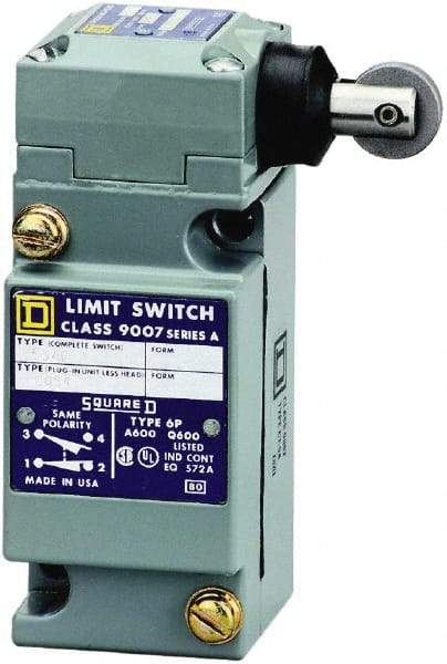 Square D - SPDT, NC/NO, 600 Volt Screw Terminal, Roller Plunger Actuator, General Purpose Limit Switch - 1, 2, 4, 6, 12, 13, 6P NEMA Rating, IP67 IPR Rating - Eagle Tool & Supply