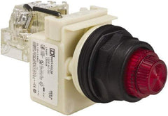 Schneider Electric - 120 V Red Lens Press-to-Test Indicating Light - Round Lens, Screw Clamp Connector, Corrosion Resistant, Dust Resistant, Oil Resistant - Eagle Tool & Supply