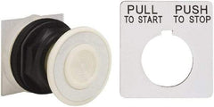 Square D - Extended Mushroom Head Pushbutton Switch Operator - White, Round Button, Nonilluminated - Eagle Tool & Supply