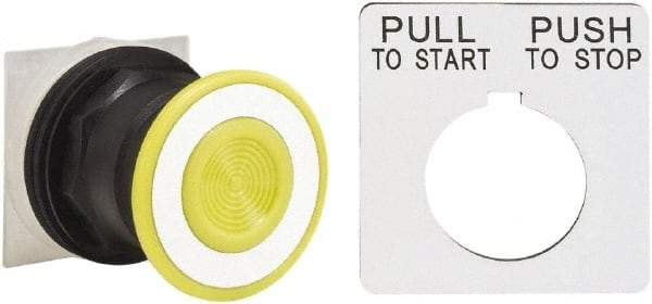 Square D - Extended Mushroom Head Pushbutton Switch Operator - Yellow, Round Button, Nonilluminated - Eagle Tool & Supply