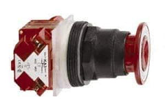 Schneider Electric - 30mm Mount Hole, Extended Straight, Pushbutton Switch with Contact Block - Red Pushbutton, Maintained (MA) - Eagle Tool & Supply