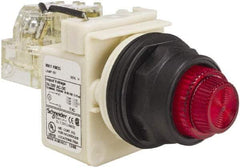 Schneider Electric - 24 V, 28 V Red Lens Press-to-Test Indicating Light - Round Lens, Screw Clamp Connector, Corrosion Resistant, Dust Resistant, Oil Resistant - Eagle Tool & Supply