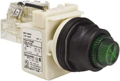 Schneider Electric - 120 V Green Lens Press-to-Test Indicating Light - Round Lens, Screw Clamp Connector, Corrosion Resistant, Dust Resistant, Oil Resistant - Eagle Tool & Supply