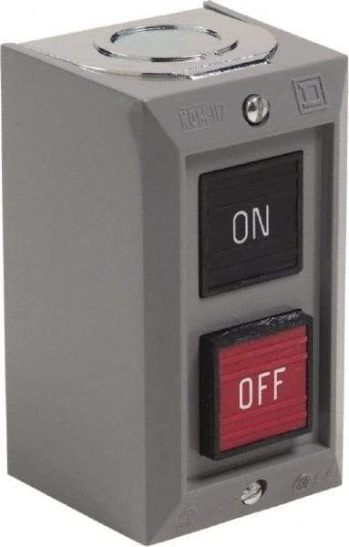 Schneider Electric - 2 Operator, Projecting Pushbutton Control Station - Off, On (Legend), Maintained Switch, 2NO Contact, NEMA 1 - Eagle Tool & Supply