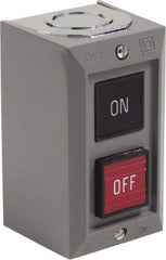 Schneider Electric - 2 Operator, Projecting Pushbutton Control Station - Off, On (Legend), Maintained Switch, 2NO Contact, NEMA 1 - Eagle Tool & Supply