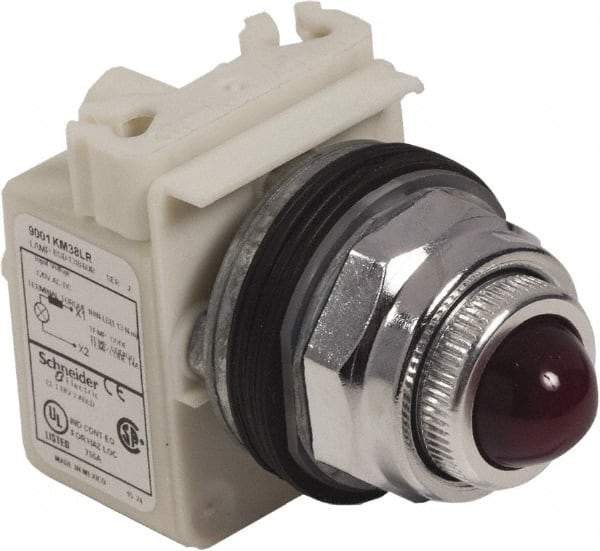 Schneider Electric - 120 V Red Lens LED Pilot Light - Round Lens, Screw Clamp Connector - Eagle Tool & Supply