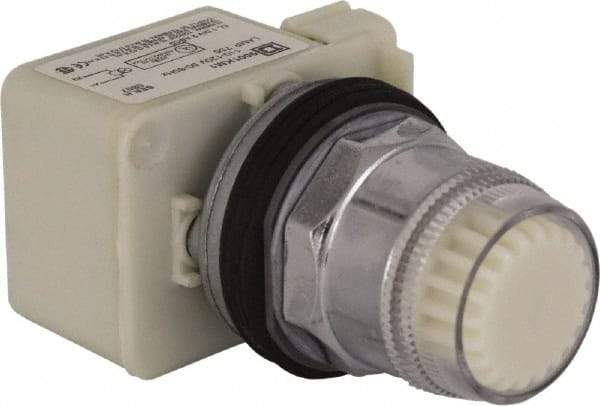 Schneider Electric - 1.18 Inch Mount Hole, Extended Straight, Pushbutton Switch Only - Round, White Pushbutton, Illuminated, Momentary (MO), Weatherproof, Dust and Oil Resistant - Eagle Tool & Supply