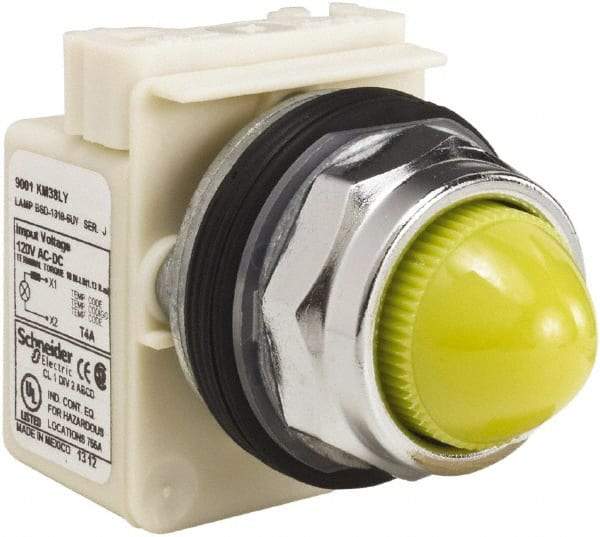 Schneider Electric - 120 V Yellow Lens LED Indicating Light - Screw Clamp Connector - Eagle Tool & Supply