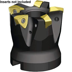 Kennametal - 6 Inserts, 66mm Cut Diam, 22mm Arbor Diam, 1.5mm Max Depth of Cut, Indexable Square-Shoulder Face Mill - 78° Lead Angle, 50mm High, WOEJ090512SRHD Insert Compatibility, Through Coolant, Series Kenfeed - Eagle Tool & Supply