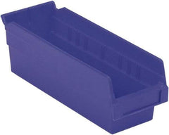 LEWISBins+ - 11-5/8" Deep, Blue Hopper Shelf Bin - 4" High x 4-1/8" Wide x 11-5/8" Long - Eagle Tool & Supply