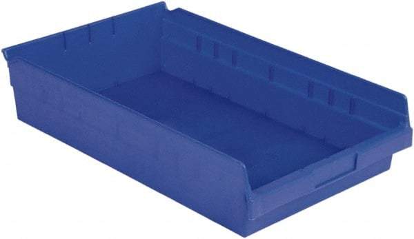 LEWISBins+ - 17-7/8" Deep, Blue Hopper Shelf Bin - 4" High x 11-1/8" Wide x 17-7/8" Long - Eagle Tool & Supply