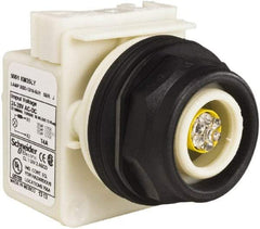 Schneider Electric - 28 V Yellow Lens LED Pilot Light - Round Lens, Screw Clamp Connector, 54mm OAL x 42mm Wide, Vibration Resistant - Eagle Tool & Supply