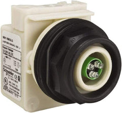 Schneider Electric - 28 V Green Lens LED Pilot Light - Round Lens, Screw Clamp Connector, 54mm OAL x 42mm Wide, Vibration Resistant - Eagle Tool & Supply