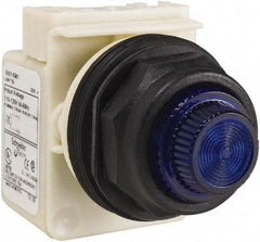 Schneider Electric - 110 VAC at 50/60 Hz via Transformer, 120 VAC at 50/60 Hz via Transformer Blue Lens Indicating Light - Round Lens, Screw Clamp Connector, Corrosion Resistant, Dust Resistant, Oil Resistant - Eagle Tool & Supply