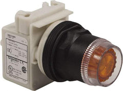 Schneider Electric - 30mm Mount Hole, Extended Straight, Pushbutton Switch Only - Amber Pushbutton, Momentary (MO) - Eagle Tool & Supply