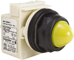 Schneider Electric - 120 V Yellow Lens LED Indicating Light - Round Lens, Screw Clamp Connector, Corrosion Resistant, Dust Resistant, Oil Resistant - Eagle Tool & Supply