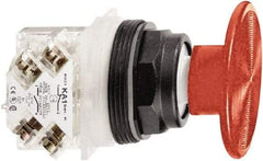 Schneider Electric - 30mm Mount Hole, Extended Mushroom Head, Pushbutton Switch with Contact Block - Round, Red Pushbutton, Momentary (MO) - Eagle Tool & Supply