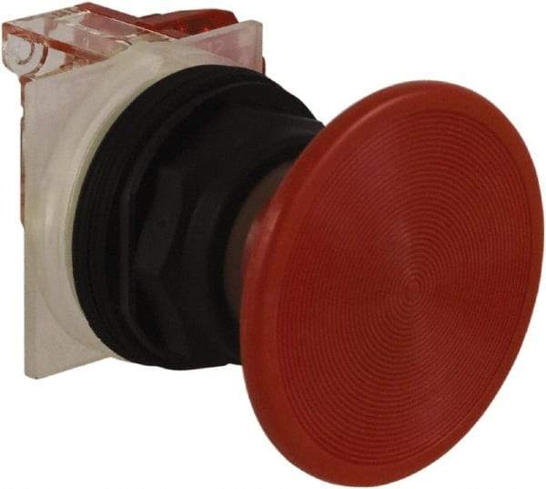 Schneider Electric - 30mm Mount Hole, Extended Straight, Pushbutton Switch with Contact Block - Red Pushbutton, Momentary (MO) - Eagle Tool & Supply