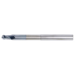 1/2″ Dia. × 1/2″ Shank × 5/8″ DOC × 6″ OAL, Carbide Uncoated, 2 Flute, CW|37° Helix, Round, Ballnose End Mill - Exact Industrial Supply