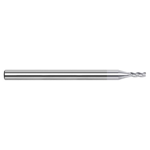 Variable Helix End Mills for Aluminum Alloys - 0.500mm Cutter Diameter × 0.050mm Radius × 1.500mm Length of Cut Carbide Corner Radius End Mill for Aluminum Alloys, 3 Flutes, TiB2 Coated - Exact Industrial Supply