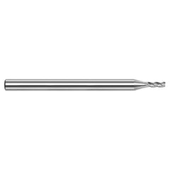 Variable Helix End Mills for Aluminum Alloys - 0.0450″ Cutter Diameter × 0.0030″ Radius × 0.1350″ Length of Cut Carbide Corner Radius End Mill for Aluminum Alloys, 3 Flutes - Exact Industrial Supply