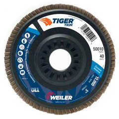 5″ Tiger Disc Abrasive Flap Disc, Angled, Trimmable Backing, 40Z, 7/8″ Arbor Hole - Eagle Tool & Supply