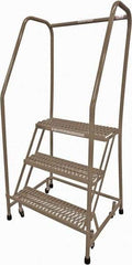 Cotterman - 60" 3 Step Rolling Warehouse Ladder - Rolling Safety Ladder, 450 Lb Capacity, 30" Platform Height, 30" Base Width x 26" Base Depth, Serrated Steel - Eagle Tool & Supply