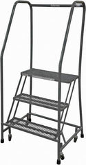 Cotterman - 60" 3 Step Rolling Warehouse Ladder - Rolling Safety Ladder, 450 Lb Capacity, 30" Platform Height, 20" Base Width x 26" Base Depth, Expanded Metal Tread - Eagle Tool & Supply
